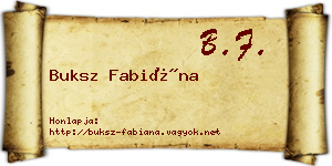 Buksz Fabiána névjegykártya